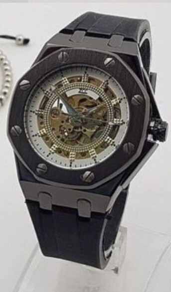 Orologio Polso ZCC 4407 Uomo Automatico Elegante Casual Nero Bianco lac