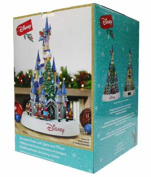 Disney Animated Christmas Holiday Castle Musical Figurine With 8 Songs & Lights