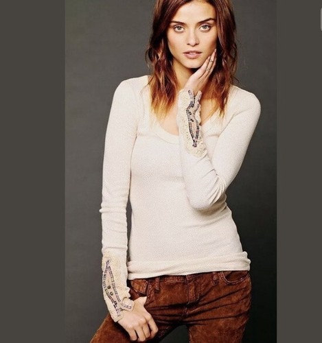 

Термальный топ с длинными рукавами и манжетами с вышивкой Free People Meadow Fiesta