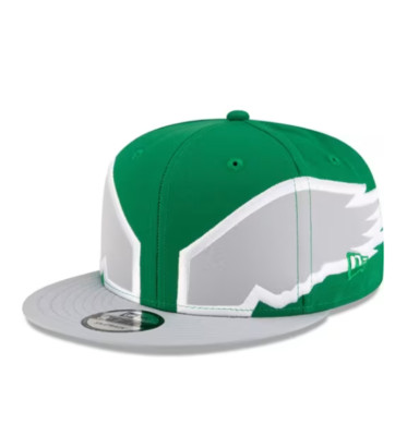 New Era Mens Philadelphia Eagles Kelly Green Helmet 9FIFTY  Snapback Hat, S ADJ