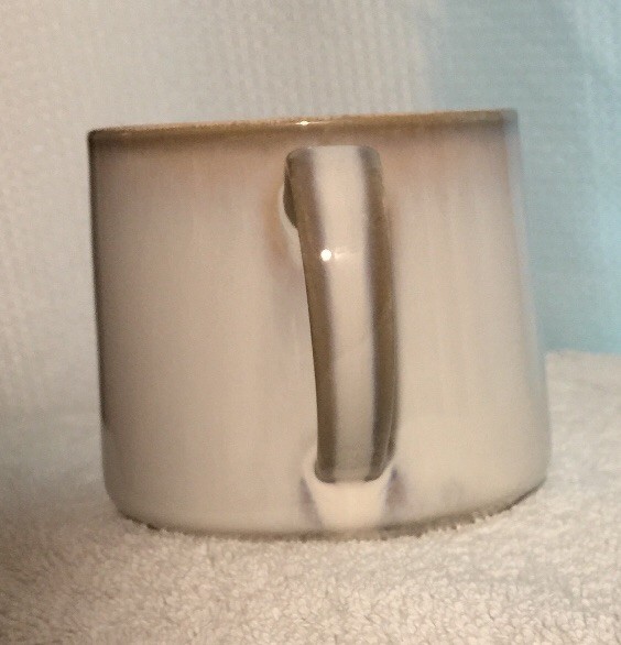 2013 Starbucks Ceramic Pottery Coffee Mug 10oz Tapered Tan Cream Stoneware