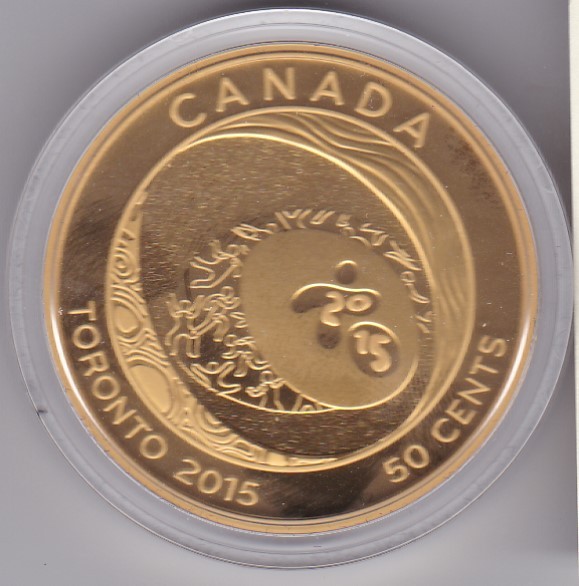 Canada Coin 2015 Pan Am/Parapan Games 50 Cent Gold Plated Coin