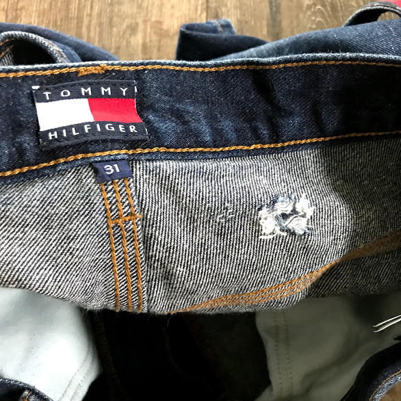 Tommy Hilfiger Men's Carpenter Shorts 31 Vintage 100% Cotton Dark Blue Denim