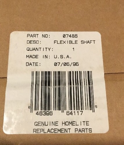 Homelite Genuine Oem Weed Trimmer Flexible Drive Shaft Part 07486 NOS Weedeater