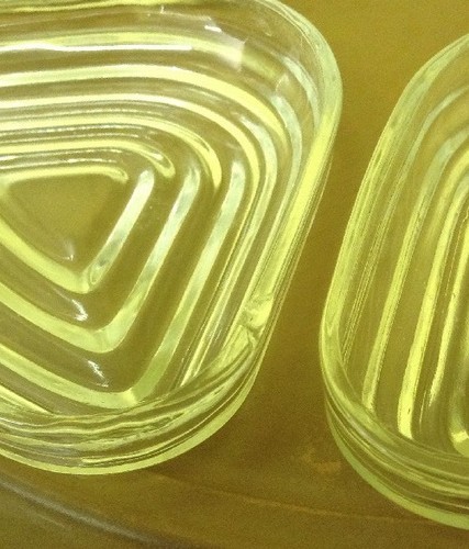 VTG LAZY SUSAN W/ 5 CLEAR GLASS CONDIMENT DISHES 14