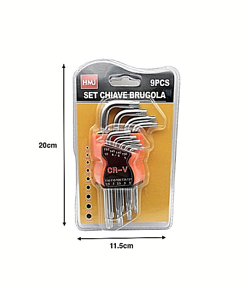 Set 9 Chiavi a Brugola Stellate misure T10 T15 T20 T25 T27 T30 T40 T45 T50 Hmj