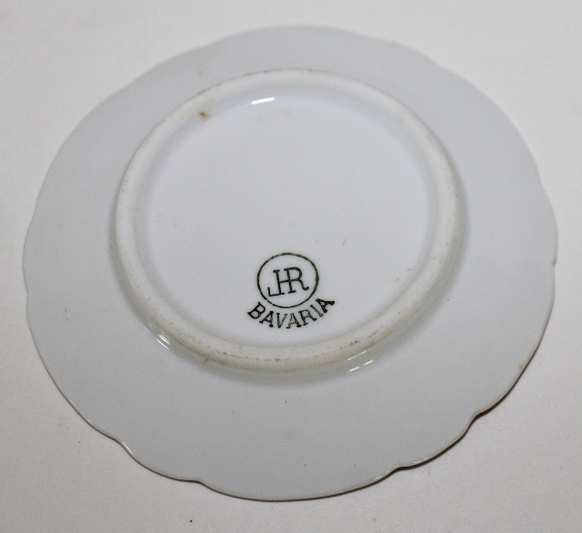 4 Hutschenreuther JHR Bavaria Butter Pats Hand Painted Floral Gold Trim 3.25