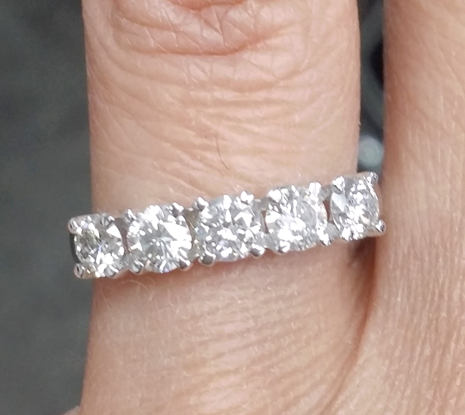 Pre-owned Handmade Steal Deal 1.05 Carat Natural Diamond Five Stones Wedding Band Ring 14k Gold In White