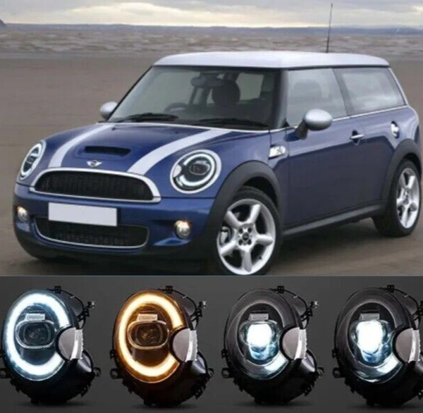 R55 MINI Cooper S JCW 2007 - 2009 LED Halo DRL Headlights RHD Pre LCI