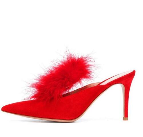 fluffy stiletto slippers