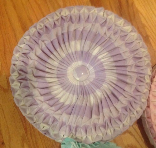 Set 3 Vtg Mid Century Pintucked Pleated Tucked Throw Pillows Gingham Pink Green