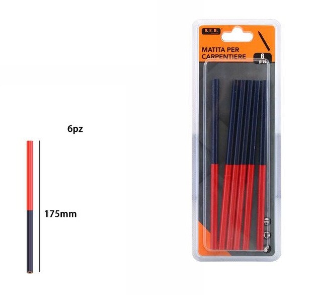 Set 6 Penne Matite Per Falegname Artigiano Carpentiere Lunghezza 17,5cm dfh