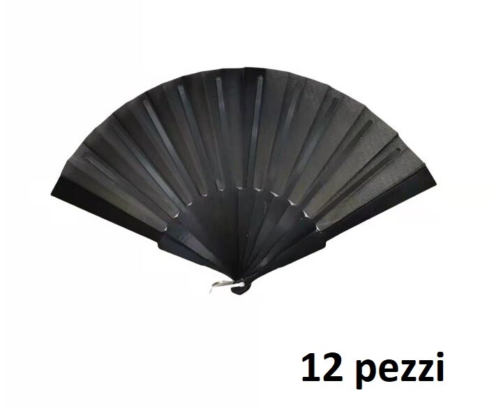 Set 12 Pezzi Ventaglio Tessuto Nero Feste Matrimonio Caldo Estate bal