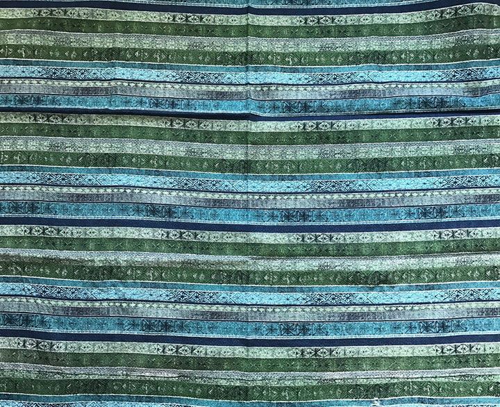 Vintage Blue Green Waverly Bonded Fabric - Tiki - Algiers Registered #951617