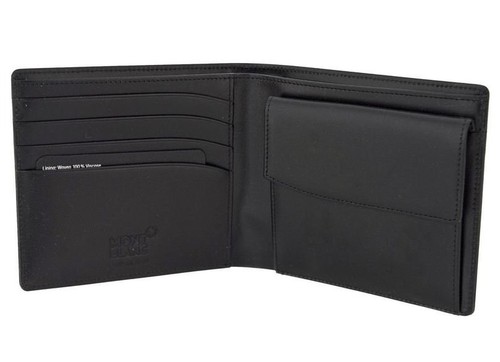 Pre-owned Montblanc Meisterstück Wallet 4cc Flap Coin Case Black Leather Authentic 7164