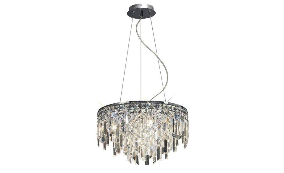 Diyas Maddison Crystal Pendant Light 6 Light Chrome Chandelier Dining Room G9