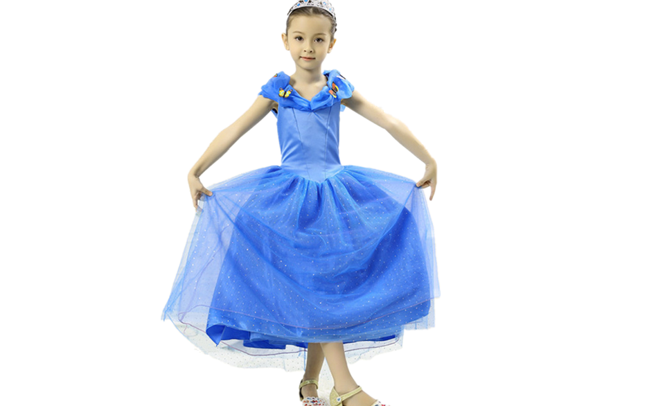 Cinderella Princess Butterfly Party Dress kids Costume Dress for girls 2-12 Y