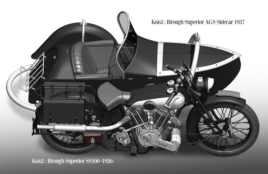 1/9 Brough Superior AGS Sidecar 1937 free shipping!!!!! Model Factory Hiro