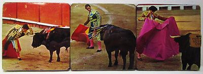 Rare Vintage Spain Spanish Matador Bull Photo Image Costers Set Of 6 Toro