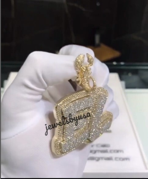 Pre-owned Nsg Rapper Jewelry For Men's Vvs Moissanite Customized Pendant 925 Silver In White