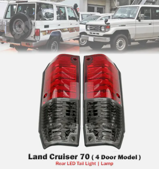 Crystal Red Smoke LED Tail Lights Lamp For Toyota Land Cruiser 76 77 4Door