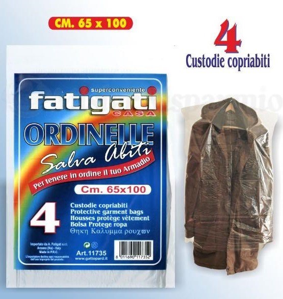 Set 4 Pz Salva Abiti Custodie CopriAbiti in Cellphane Trasparente 65x100cm dfh