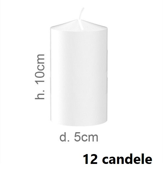 Set 12 Pezzi Candele Bianco Laccato 5x10cm Decorazione Casa dfh