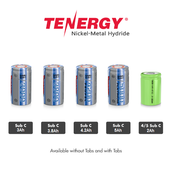 Tenergy Sub C and 4/5 Sub C High Capacity 1.2V NiMH Rechargeable Batteries Lot