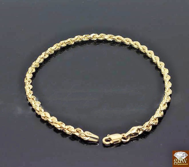 Pre-owned Globalwatches10 Real 10k Yellow Gold 26" Inch Rope Chain Necklace With 10k Bracelet Set