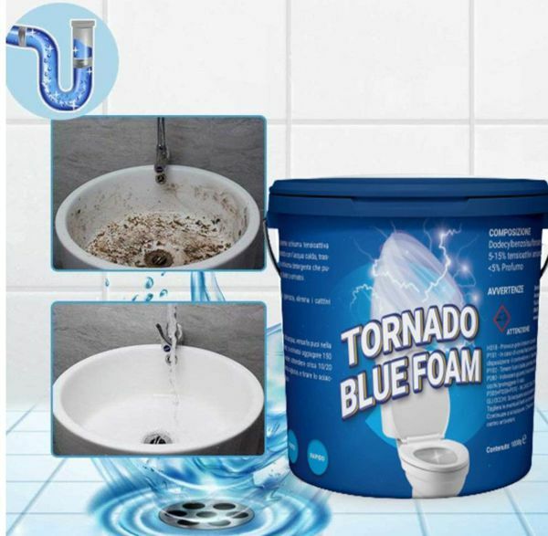 Schiuma Rapida Active-Power Pulisci Tutto Tornado Blue Foam 1kg Casa Bagno