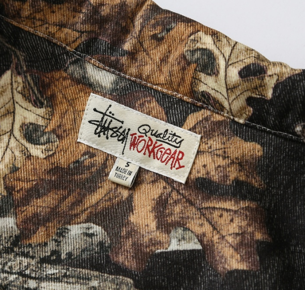 Pre-owned Stussy Men's Camouflage Maple Leaf Print Denim Cargo Jacket Size (s-xl) In Multicolor