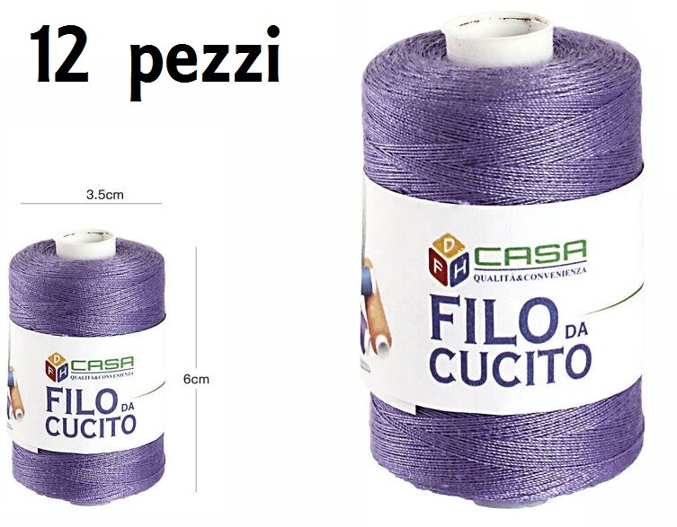 Set 12 Pz Filati Rocchetto Filo Da Cucito Sarto 3,5x6cm Viola 64406-11 dfh
