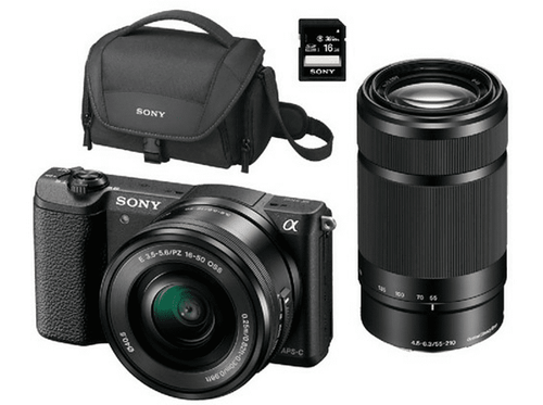 Pack Cámara EVIL - Sony ILCE 5100L, 24.3MP, CMOS, Wi-Fi + 16-50mm + 55-210mm