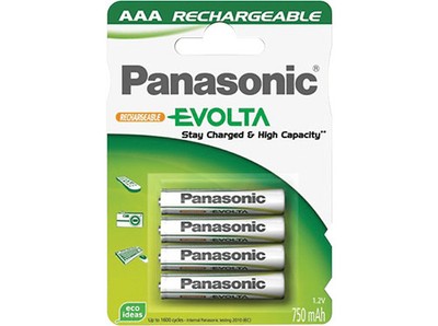 Pilas AAA - Wentronic, 750mAh, NiMH 4-BL EVOLTA, Panasonic, Níquel metal hidruro