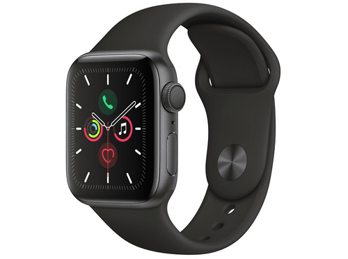 Apple Watch Series 5, Chip W3, 40 mm, GPS, Correa deportiva negra