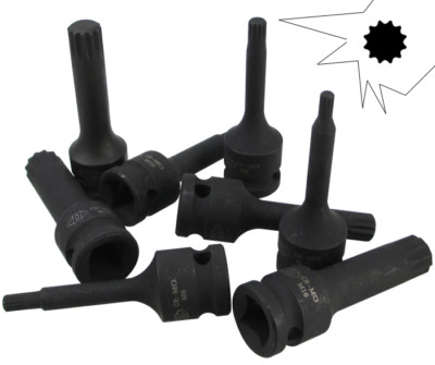 1/2''Dr SPLINE BIT SOCKETS M5-14 Bits Cr-Mo 80mm