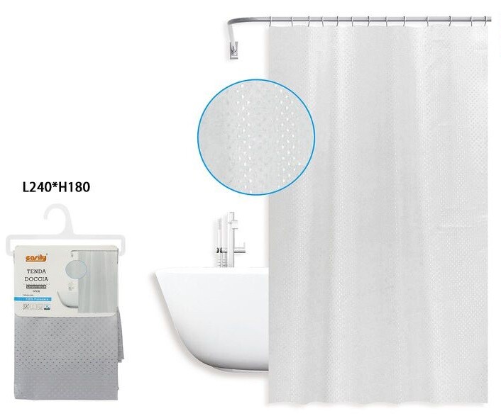 Tenda Doccia AntiMuffa Impermeabile 240x180cm Con Anelli Bagno Bianca Rombi dfh