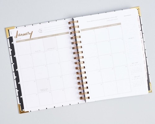 NEW 2019 Idlewild Co. Planner, Black White Gold Grid, Causebox