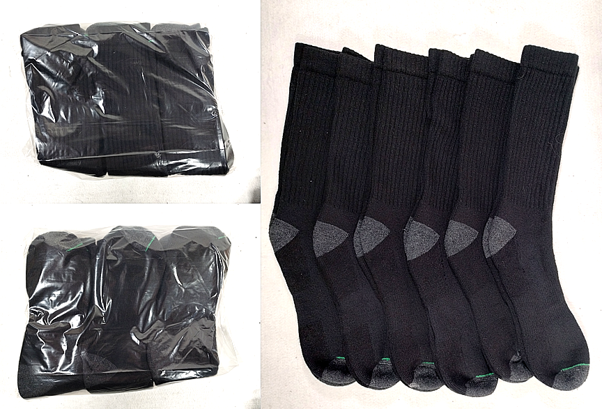 Burlington Men's Comfort Athletic Crew Thick Socks 12 pairs (Large 6-12) Black