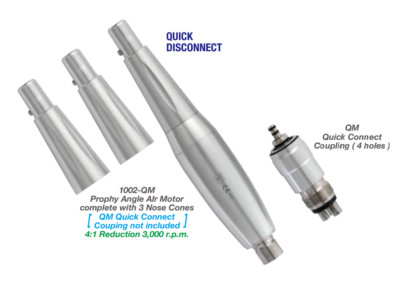 Hygenic Handpiece 4:1 Reduction 3,000 RPM Quick Disconnect w/ 3 Nose Cones