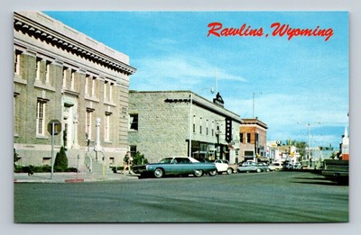 Rawlins,WY Street View Carbon County Wyoming Vintage Postcard