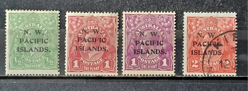 Nw Pacific Islds-1914-23-Lot 4 Timbres (3 Neufs (Charn.)1 OblitÃ©RÃ©) Y&T# 11 Ã  15