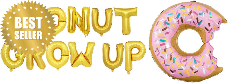 Donut Grow up Balloons Donut Grow up Balloons Birthday Foil Balloons Banner Donu