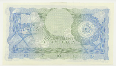 Seychelles 1974 10 Rupees note P-15b AU-U extremely rare!!!
