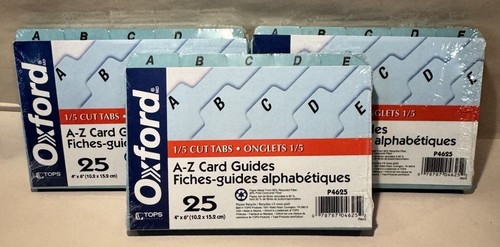 その他 fa Set Of 3 Oxford OXFP6925 A-Z Tabs 4”x6” Index Card Guides 25