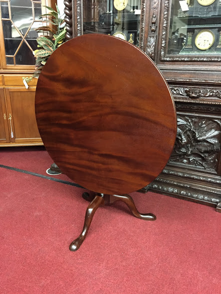 Antique Tilt Top Table - One Board Top - Mahogany