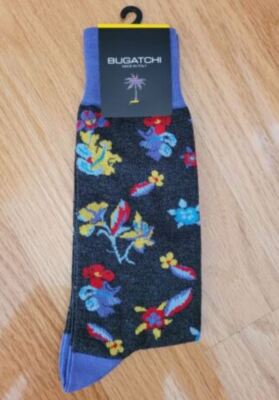 Bugatchi Men's Mid Calf Cotton Blend Dress Socks-Various Patterns-Made in Italy