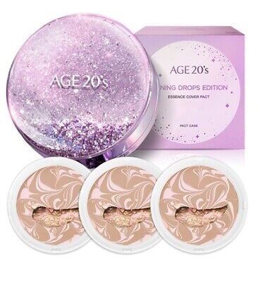 Age 20's Essence Cover Pact Shining Drop Limited Edition 1 Case+ 3 Refills 