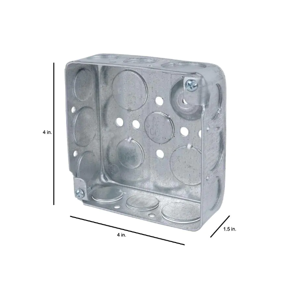 1-Gang 4 in. New Work Metal Electrical Wall Box with Ground Bump, Steel, Durable