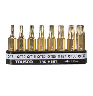 TRUSCO 1/4'' HEX SHANK TORX BIT SET (T8,T10,T15,T20,T25,T27,T30,T40) TRD-HSET
